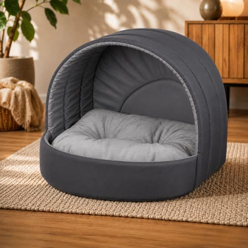 Best for Pets Hundehütte Hundebett Tierbett Katzenbett (Dunkelgrau, 50x46 cm)