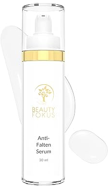 BeautyFokus Anti-Falten Serum | vegane Anti-Aging Naturkosmetik für Gesicht, Hals & Dekolleté mit Hyaluronsäure - 9 Wirkstoffe hochkonzentriert - 30 ml - in Deutschland produziert