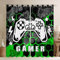 Boys Gamer Curtains Video Game Gaming Window Curtains for Bedroom Living Room for Kids Green Honeycomb Gamepad Window Drapes Stylish Window Curtains W46*L54