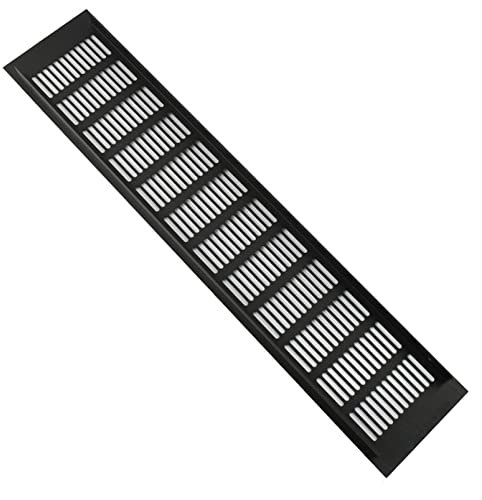 Liveinu Rejilla Ventilacion Aluminio Cubierta de Ventilación Rectangular Rejilla Grande Metalica Pared Ventilacion Rejilla de Leña de Chimenea 100x600mm Negro