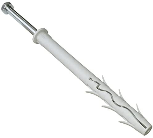 AERZETIX - C57442 - Set di 10 tasselli in plastica a testa fresata con alette Ø12x140mm + 10 viti tirafondi Ø8x140mm con impronta 6 lati in acciaio - colore argento