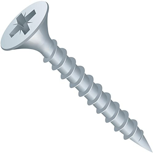 Speedrive Lot de 100 vis à bois à filetage fin pour plaques de plâtre 3,5 x 50 mm avec tête bombée Pozi à tête bombée fraisée Finition plaquée zinc brillant pour mur en bois