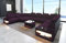 Sofa Dreams Stoff Wohnlandschaft Asti - mit LED Beleuchtung, verstellbare Kopfstützen, Ottomane/Mikrofaser/Ausrichtung wählbar (Große Ecke Links, Schwarz-Lila)