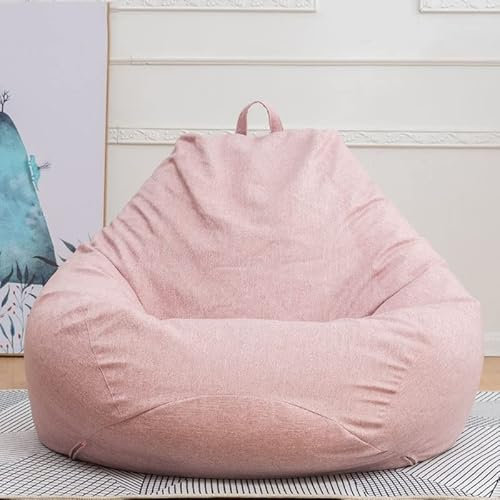 Highdi Sitzsack für Erwachsene Kinder Indoor Outdoor Sitzkissen Waschbarer Weicher Flauschiger Sofabettbezug Ohne Füllung Gartenkissen Bodenkissen für Wohnzimmer Gaming (70x80cm,Rosa)