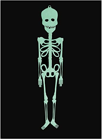 Bewegliches Deko Skelett 77 x 15 cm fluoreszierend Neon Schwarzlicht Glow in The Dark Halloween Horror Leuchtend Special Effect