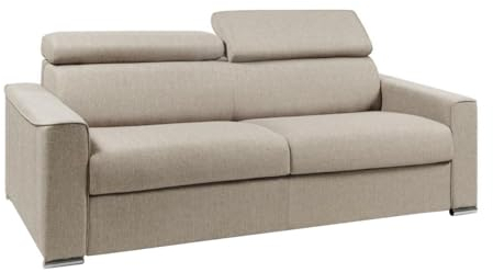Vente-unique-Schlafsofa 4-Sitzer - Liegfläche mit Lattenrost: 160 cm - Matratze: 22 cm mit Memory Schaum - Stoff - Beige - Vizir