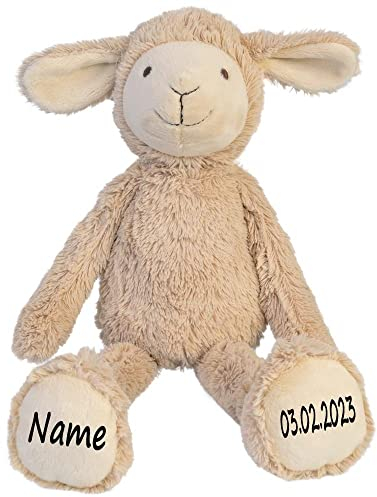 Elefantasie Schaf Stofftier mit Name und Geburtsdatum personalisiert Kuscheltier Lamm