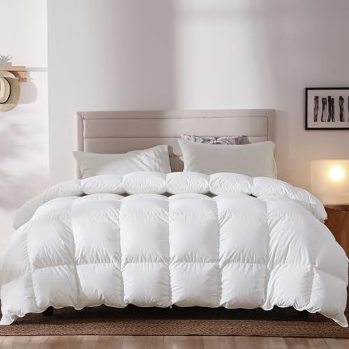 BedFabtasy Luxus-Daunendecke 200×200 cm mit 90% Gänsedaunen und 10% Federn, Warme Winter Bettdecke aus 100% geräuscharmem Bio-Baumwollstoff, Oeko-Tex 100, DOWN Pass, RDS Zertifiziert für Tierwohl