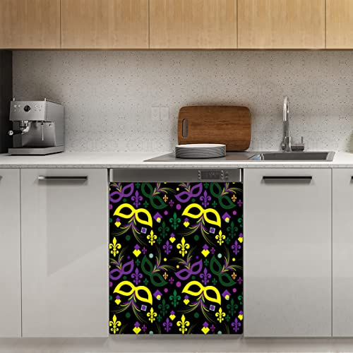 Masken Federn Herzen Konfetti Geschirrspüler Magnetabdeckung Magnetische Dekorplatte Magnet Stiker für Kühlschrank Küche Dekoration Tür 58,4 x 66 cm