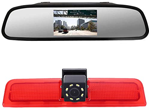 4.3'' Rückspiegel Monitor + 8 LEDs Nacht Visionen Super HD Farbe Bremsleuchte Rückfahrkamera Ersatz für VW Caddy Life 2K Facelift III Kasten 2KA Kombi Cross maxi Tdi dritte 3 2003-2014 Bj/ Transporter
