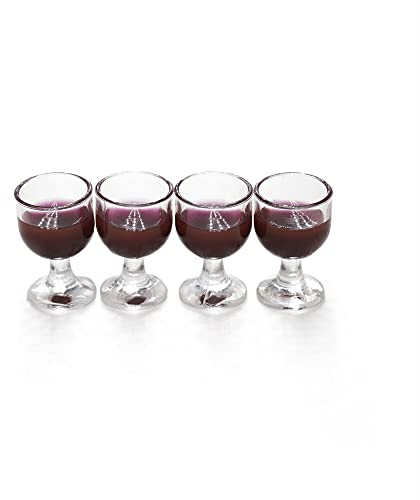 Odoria 1/12 Miniatur Weingläser 4 Stück Puppenhaus Zubehör, Rotwein