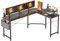 CubiCubi Bureau d’Ordinateur en Forme de L, Bureau Gaming, 170 x 120 cm avec Surface en Fibre de Carbone, d’Angle avec Support d’écran et tiroir, Grand Bureau