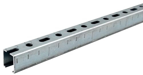 Dalsys Montageschiene 28/30, Schienenkonsole Silber 200cm, 10 Stück, Lochschiene, C-Profilschiene, U-Schiene, u.a. zur Bildung von Traversen