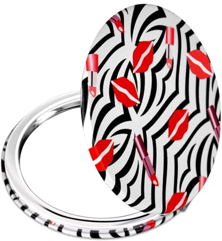 YTZJ Direct Compact Vanity Mirror Makeup Mirrors for Women Girls, Red Nice Travel Cosmetic Mirrors for Pocket Handbag Purse Wallet, Portable Magnifying Cute Beauty Mirror, Folding, 2-Sided, Handheld