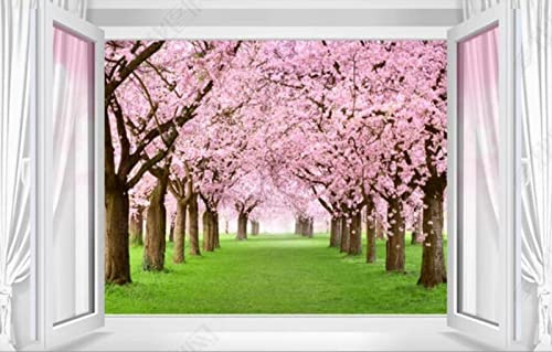 Fototapete Fenster Rosa Sakura-Wald
