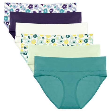 Intimate Portal Culotte Grossesse Slips de Maternité Pliable sous-vêtements Post Accouchement en Coton pour Femme Enceinte Lot de 6 Meadow L