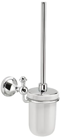 Gedy Nevis WC-Bürstenhalter zur Wandmontage, Chrom, Edelstahl und Porzellan, 15,5 x 11,9 x 40,2 cm