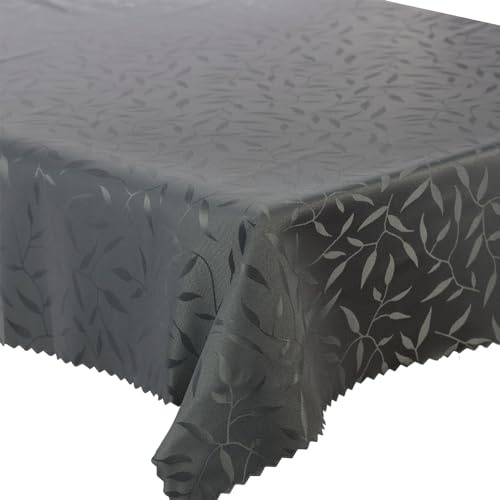 Tischdecke Tischtüche Fleckenresistente abwaschbar Lotus Effekt (Grau Graphit 154 Blätter, 130x320 cm)