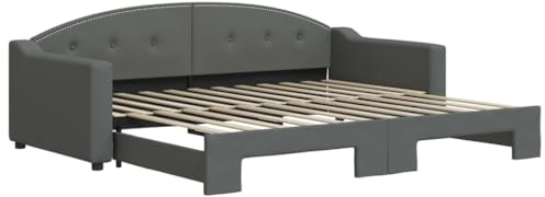 vidaXL Tagesbett, Ausziehbar Schlafsofa mit Lattenrost, Bettsofa Gästebett für Schlafzimmer Wohnzimmer, Sofa Bett Ausziehbett, Dunkelgrau 90x200 cm Stoff