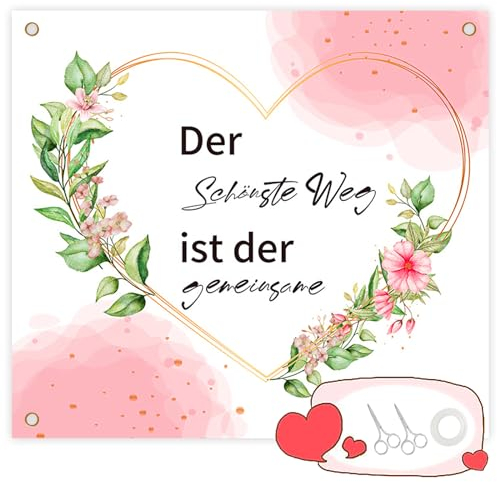 200x180cm Hochzeitsherz Zum Ausschneiden, Herz Zum Ausschneiden Hochzeit mit 2 Scheren Und Seil, Hochzeitslaken Zum Ausschneiden für Hochzeits Deko, Hochzeitsspiele FüR Das Brautpaar