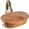KADAX Hunde und Katzenliege aus Weide, Haustierbett in Naturfarbe, Hundebett, Katzenkorb, Liegestuhl für Tiere, Tierbett, Hundeschlafplatz. Ruhekorb (19x80x61cm)