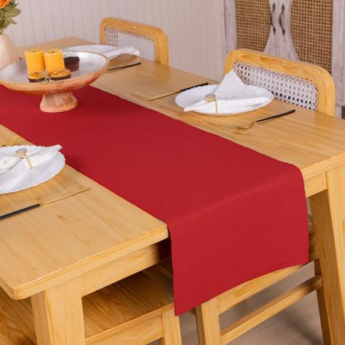 Ribbon Red Table Runner 13 x 72 Zoll gewebtes dekoratives Essen Tischdecke für Unkrautfeiern Weihnachten Heim und Küche Moderner Kaffeetisch