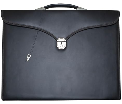 Premium Freimaurer-Schürze und Kettenhalsband, Kunstleder, mit solidem Griff, Tragetaschen für Freimaurer, Schwarz, Schwarz, 16.5'' x 20'' x 1.5