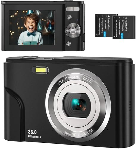 Digital Camera,FHD 1080P Vlogging Camera 2.4 LCD Compact Camera with 16X Digital Zoom,Portbale Cameras for Photography,Mini Christmas Digital Camera for Beginners,Students
