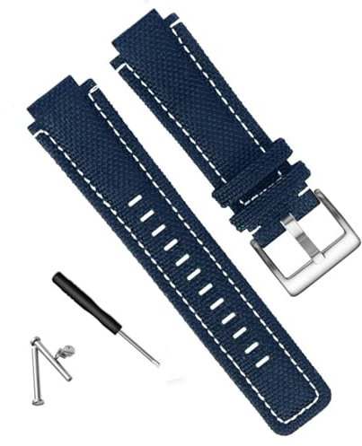 dayeer Männer Leinwand Armband Geeignet Für Timex Tide Kompass T2N720 T2N721 T2N739 Nylon Uhr Strap Ersatz Zubehör(Blue White Silver)