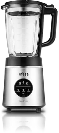 Ufesa Rock Crystal Blender, Puissance 1800W, Carafe en Verre 1,75L, Contrôle de Vitesse Électronique, Broyage de Glace, 6 Lames en Acier Inoxydable, 4 Programmes Automatiques