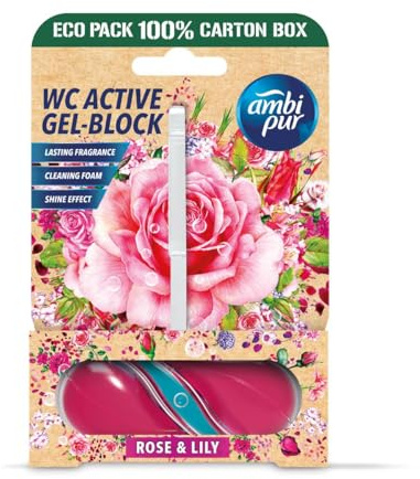 Ambi Pur WC Active Gel-Block 45g Rose & Lily - WC Duft (1er Pack)