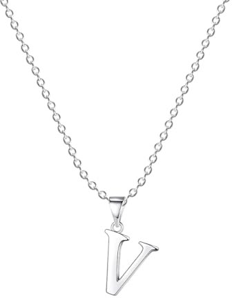 Damen Halskette mit Buchstaben Anhänger V Silber Initialien Kette Edelstahl Buchstabenketten Personalisiere Silber Y Kette für Frauen Mädche