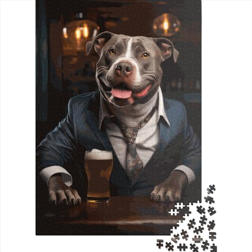 FUmoney Puzzle 1000 Teile Happy XL Bully Kreative quadratische Puzzles für Erwachsene und Jugendliche Holzbretter Puzzles für Erwachsene Geschenke 1000 Teile (75 x 50 cm)