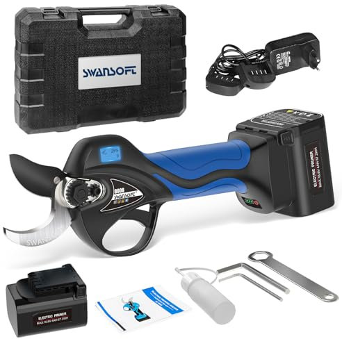 Swansoft 8608 35mm Tijeras de Podar a Batería, 16,8V 900W Tijeras de Podar Progresivas a Batería Profesionales, para Podar, Fruticultores y Viticultores,Deep Blue (Deep Blue)