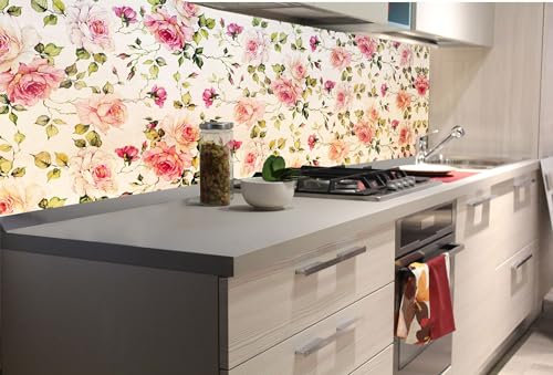 Dimex Film autocollant pour crédence de cuisine - Petites roses - 180 x 60 cm - Film décoratif adhésif - Protection anti-éclaboussures pour la cuisine - Fabriqué en UE
