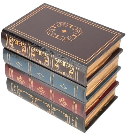 DriKou Fake Book Box,Vintage Jewelry Storage Box Wooden Antique Classic Decorative False Book for Home Office Shelf Decoration(Model B Small Size)