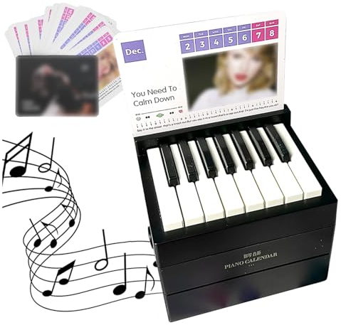 Taylor Swift Piano Kalender Tischkalender, 3D Mini Kalender Klavierkalender 2025, 27 Musikkalenderkarten 52 Lieder Geburtstagsgeschenk Spielbarer Tischkalender für Swift Fans Geschenk (Schwarz)