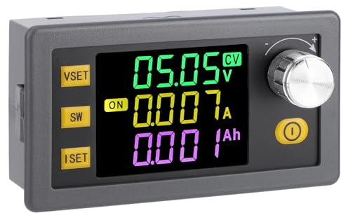 DROK Adjustable Voltage Regulator, 6v-36v to 0-36v 60W 5A Buck Boost Converter Wide Angle Color Screen LCD Display for Golf Cart, Solar Panel