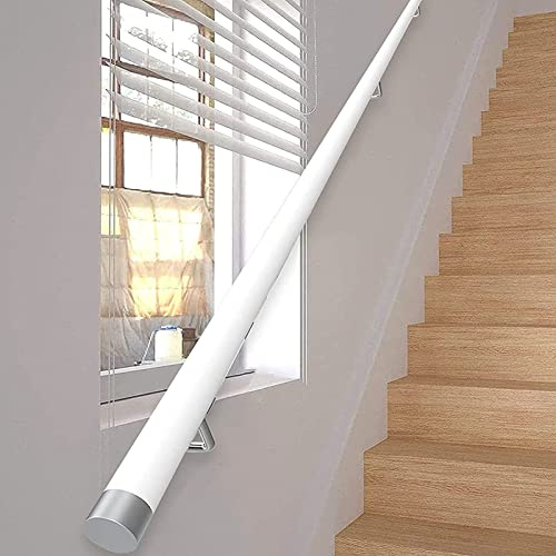 Weißes Holztreppengeländer-Handlauf-Set, 60 cm, Wandhalterung, Haltegriff für interne Stufen, Holz-Handlauf (Größe: 60 cm)