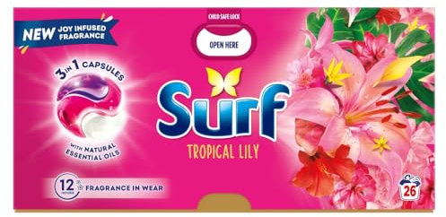 Surf 3 in 1 Laundry Washing Detergent Capsules Tropical Lily 26 washes