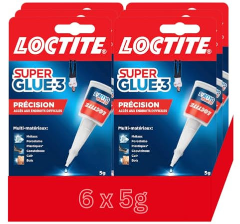 Super Glue 3 Präzision 5g – Sekundenkleber für alle Materialien – Starker Kleber für präzise Reparaturen – Transparenter, schnell trocknender Blitzkleber (6 x 5g)
