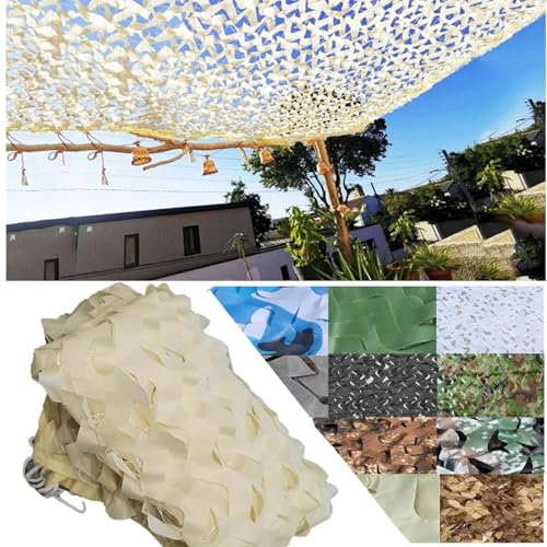 CAQXAQP Beige Red de Camuflaje Militar para Exteriores - Sombra de Protección Solar,1mX1m Malla Camuflaje Caza Terraza Decoración Forestal y Camping,Tamaño Personalizable