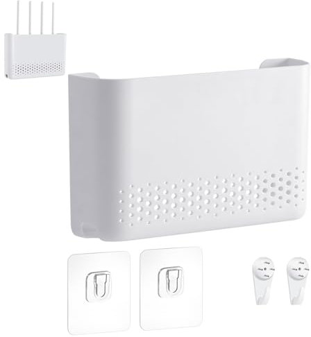ARCPNRT Router Box, WiFi Router Aufbewahrungsbox, 30 x 22 x 6,5 CM Wandbehänge TV Kabel Organizer, Wall Organizer Box, für Verstecken Cable, Wanddekoration für Schlafzimmer, Wohnzimmer, Büro, Weiß