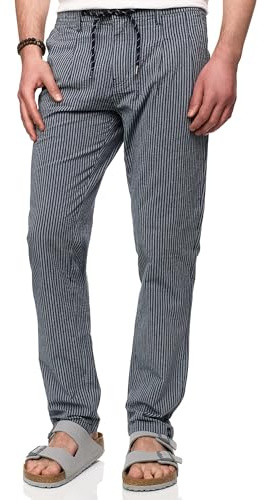 Indicode Herren INWebb Seersuckerhose Lange Stoffhose aus 100% Baumwolle | Leichte Strukturhose für Sommer und Alltag, Baumwollhose, Freizeithose, Herrenhose, Sommerhose, Businesshose für Männer