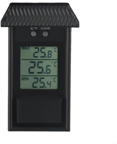 greenhouse garden thermometer outdoor thermometers weatherproof Waterproof Digital Display Max Min Wall Mounted for Indoor Outdoor Home(black)