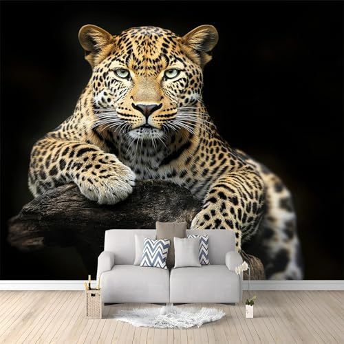 WHUOEUCO 3D Photo Wallpaper Animal Cheetah 400x280 cm Fashion Decoration Wall Mural, Non-Woven Wallpaper, for Living Room Bedroom Dining Room Wall Art Painting