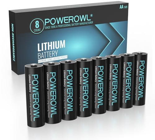 POWEROWL - 8Pcs Lithium AA Batteries 1.5V 3400mAh Ideal For High Drain Devices (Non-Rechargeable)