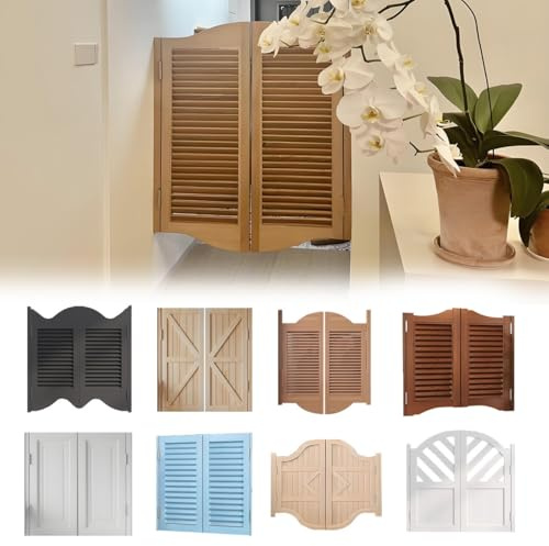 Puerta Batiente 2 Hojas Puerta Abatible De Madera Cierre Automático Puertas Vaiven Para Interiores Entrada Cocina Salón Oficina W61-160cm Personalizable