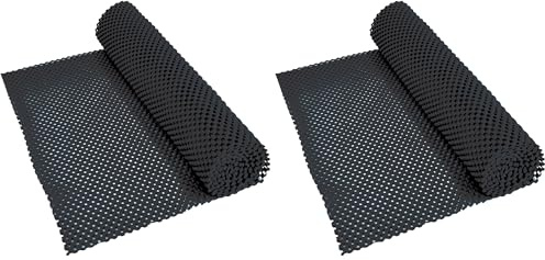 Aidapt Non Slip Waterproof Black Easy to Cut 150x30 cm Fabric Mat Ideal for use Lining Draws, Shelves, and Work tops (Pack of 2)
