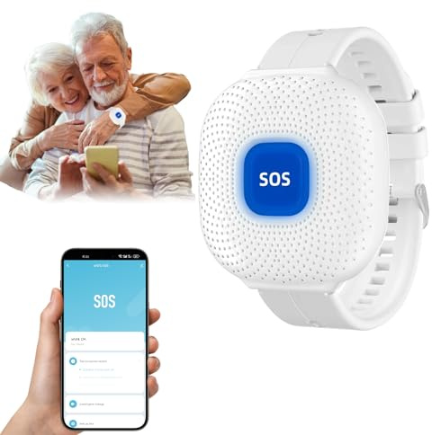 ALEENFOON WiFi Elderly Alarm Call Button Rechargable SOS Panic Call Button Tuya WiFi Smart Alarm Watch Linked to Phone Personal Alarms Watch for Elderly,Patients,Children,Pregnant (White)